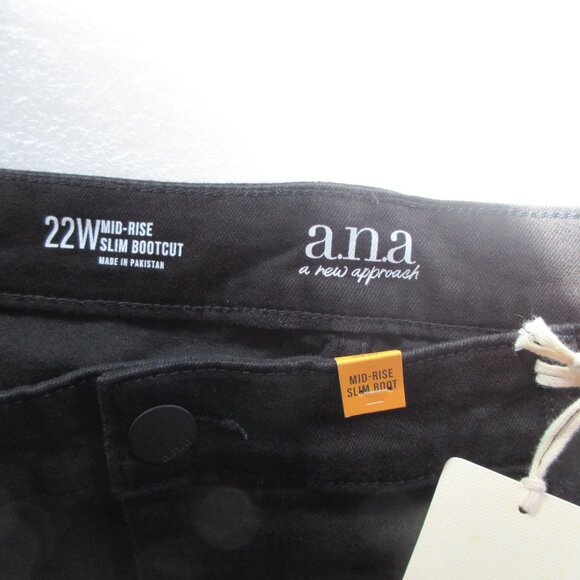 A.N.A. Women's Black Jeans-22W  Mid-Rise Slim Boot - Picture 3 of 5